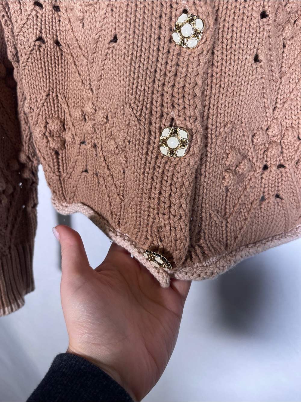 HEARTLOOM WOMENS COTTON KNIT EVIRA CARDIGAN SWEATER BROWN SMALL - Picture 4 of 6